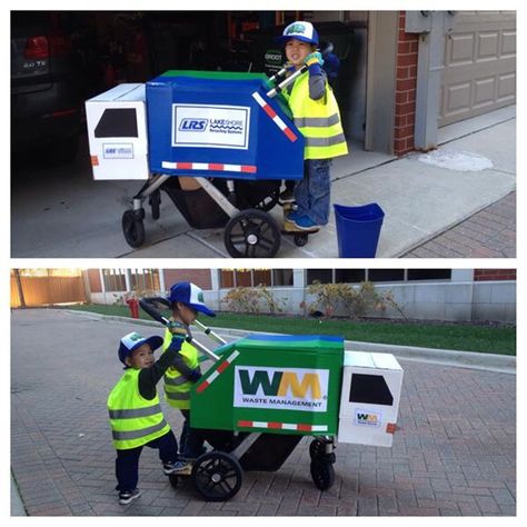 Garbage Truck Stroller Costume, Garbage Can Costume, Garbage Man Costume, Garbage Truck Costume, Halloween Wagon, Stroller Costume, Truck Costume, Garbage Truck Party, Batch Meals