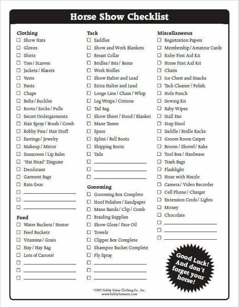 Horse Show Packing Checklist Horse Show Checklist, Stable Management, Trip Checklist, Horse Competition, Horse Showing, Horse Information, Riding Tips, Horse Care Tips, Horse Info