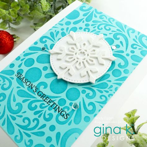 Sea Glass Card, Snowflake Stencil, Gina K Designs, Gina K, Snowflake Cards, Holiday Stamping, Sparkle And Shine, Christmas Cards To Make, Follow My Instagram