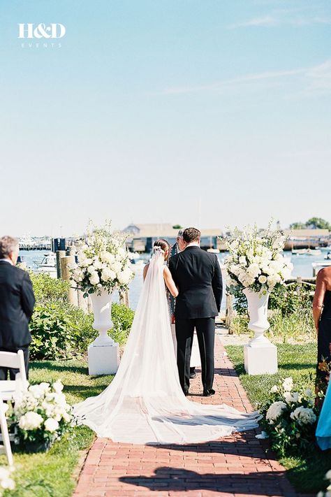 Cape Cod Style Waterfront Wedding Ceremony on Nantucket. Karly and Chris said "I do" in a charming waterfront wedding just 30 miles from Cape Cod, on the exclusive island of Nantucket, surrounded by their closest family and friends. See more stunning wedding photos captured by Nicole Baas Photography. | Wedding Planners: Handy & Dallaire Events | Wedding Venue: White Elephant, Nantucket, MA White Elephant Nantucket, Stunning Wedding Photos, Nantucket Wedding, Vogue Wedding, Destination Wedding Inspiration, Waterfront Wedding, Newly Engaged Couple, Destination Wedding Ideas, Wedding Planning Ideas