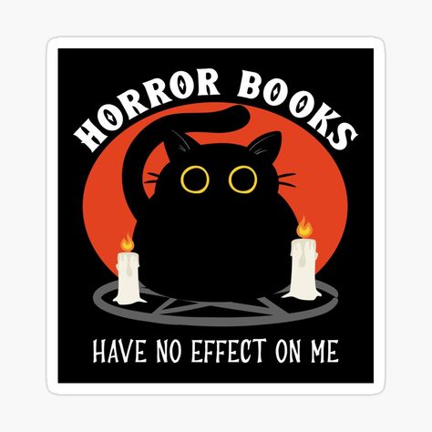 Horror Book Stickers, Black Cat Sticker, Horror Book, Horror Books, Funny Graphics, Books To Buy, Fan Book, Cat Stickers, Text Design