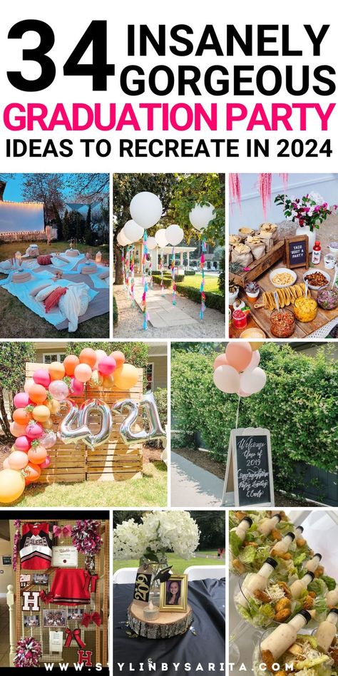 graduation party ideas Grad Party Aesthetic, Graduation Backdrop Ideas, Graduation Party Decor Ideas, Graduation Party Ideas Decorations, College Graduation Party Ideas, Graduation Party Food, Decorations Graduation Party, College Graduation Party, Cheap Party Decorations