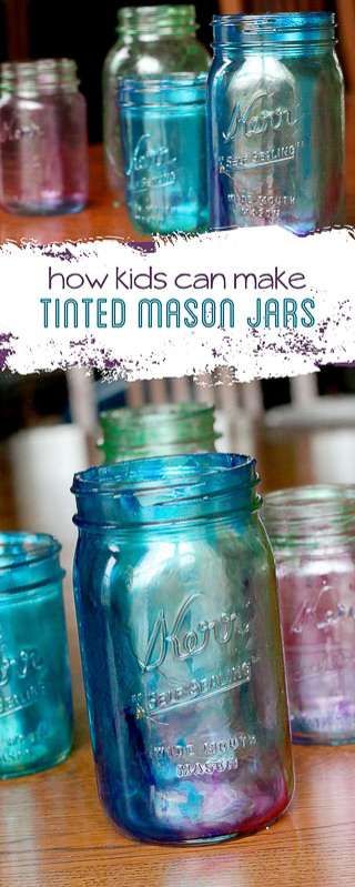 Tinted Mason Jars, Painting Glass Jars, Diy Hanging Shelves, Mason Jar Projects, Wine Bottle Diy Crafts, Mason Jar Crafts Diy, Wine Bottle Diy, Mason Jar Lighting, Jar Diy