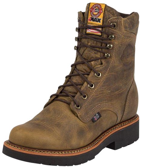 Mens Lace Up J-Max 8" Work Cowboy Boots | valleyvet.com Justin Boots Men, Mens Rugged, Max Steel, Rugged Men, Steel Toe Work Boots, Mens Fashion Rugged, Work Boots Men, Justin Boots, Clothes Horse