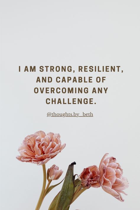 Discover the power of self-affirmation with this inspiring quote: "I am strong, resilient, and capable of overcoming any challenge." Perfect for your daily motivation, this affirmation encourages inner strength and resilience. Pin it to remind yourself and others that challenges are opportunities for growth! #Affirmations #Empowerment #Resilience #Motivation #StrongWomen Assurance Quotes, Self Assurance, Growth Affirmations, Resilience Quotes, Quotes Smile, Happy Quotes Smile, Creative Gifts For Boyfriend, I Am Strong, Quotes About Strength