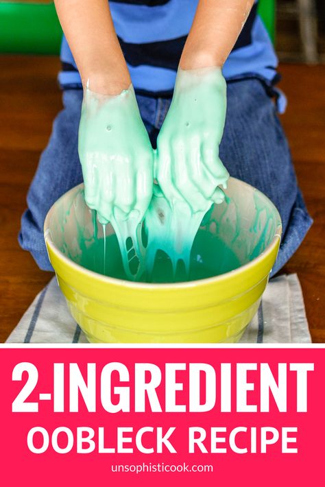 How To Make Oobleck -- if you've ever wanted to learn how to make oobleck at home, à la Bartholomew and the Oobleck by Dr. Seuss, this oobleck recipe tutorial is for you... Super inexpensive and a fun kitchen science experiment! | oobleck recipe | oobleck experiment | diy oobleck | oobleck craft | oobleck slime | what is oobleck | find the tutorial on unsophisticook.com #oobleck #drseuss #slime #kidsactivities Oobleck Experiment, Oobleck Recipe, How To Make Oobleck, Bartholomew And The Oobleck, Kitchen Science Experiments, Dr Seuss Crafts, Kitchen Science, Recipe Tutorial, Slime For Kids