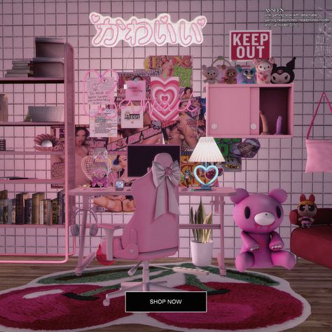 Sims 4 Cc Hello Kitty Mirror, Sims 4 Cc Kawaii Decor, Ts4 Y2k Furniture, Sims 4 Cute Decor, Sims 4 Cc Hello Kitty Furniture, Ts4 Sanrio Cc, Y2k Room Sims 4 Cc, Sims 4 Gamer Room, Sims 4 Kpop Cc Decor