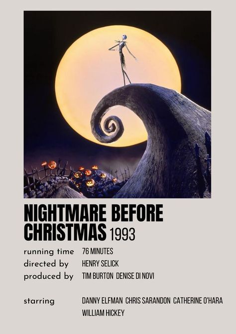 Nightmare Before Christmas Polaroid, Christmas Movie Posters, Night Before Christmas Movie, Christmas Polaroid, Alternative Posters, Chris Sarandon, Novi Stars, Danny Elfman, Catherine O'hara