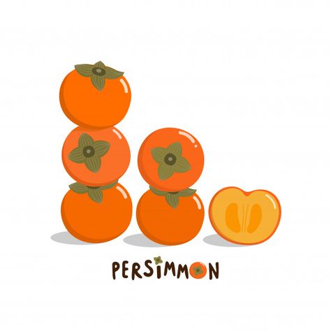 Persimmon Drawing, Persimmon Illustration, Animal Illustration Kids, Hug Illustration, Folk Illustration, Vegetable Illustration, Fruit Logo, Logo Desing, Fruits Drawing