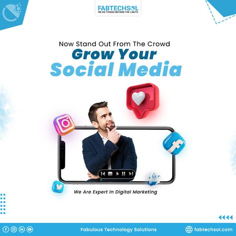 Experience the full potential of social media with 𝑭𝒂𝒃𝒕𝒆𝒄𝒉��𝒔𝒐𝒍 expert Social Media Marketing services. We craft strategies that ignite connections, boost engagement, and deliver remarkable outcomes for your brand. Let's embark on a journey to digital success together. #fabtechsol #socialemediamarketing #facebook #instagram #linkedin #instagramgrowth #linkedingrowth #marketing #marketingagency #brand #socialmedia #emailmarketing #youtubemarketing #searchengineoptimization Youtube Marketing, Social Media Marketing Services, Instagram Growth, Full Potential, Online Presence, Facebook Instagram, Search Engine Optimization, Marketing Services, Marketing Agency