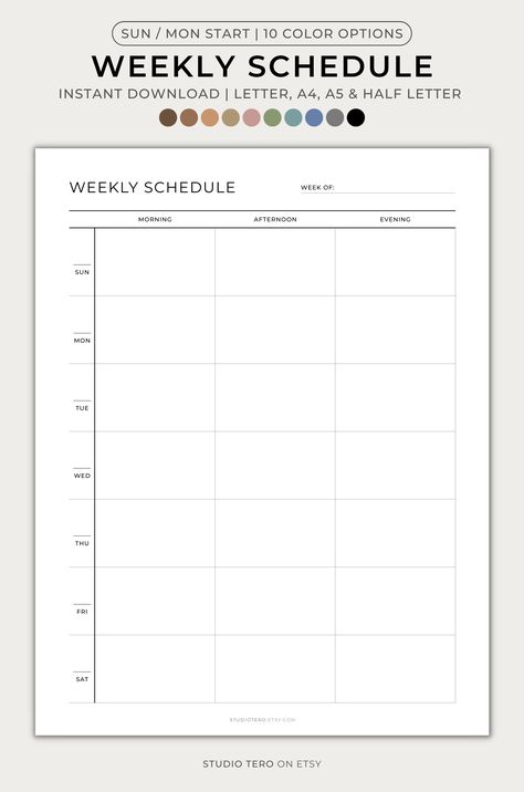 Want to make the most of your week? With the Weekly Schedule, set realistic goals and expectations. Break down tasks into manageable chunks and you'll feel a sense of control and accomplishment when you complete them. This will help increase your time management and reduce stress. Establishing a structure and routine will help you make the most of your time! #weeklyschedule #weeklyplan #planner #weeklyplanner #organization #schedule #routine #printableplanner #digital #minimalist #productivity Organization Schedule, Set Realistic Goals, Weekly Schedule Printable, Functional Planning, Realistic Goals, Week Schedule, Weekly Agenda, Weekly Organization, Schedule Printable