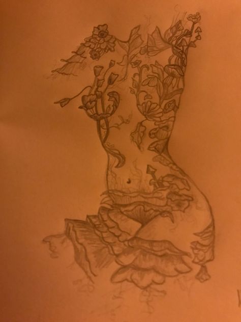 Flowers Growing Out Of Body Drawing, Mother Nature Drawing, Body Sketching, Matching Friend Tattoos, Female Body Art, Matching Friend, Arm Art, Skull Art Drawing, Sixth Form