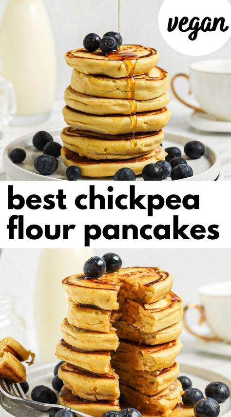 Chickpea Flour Pancakes, Oat Flour Pancakes, Sugar Free Pancakes, Chickpea Flour Recipes, Whole Grain Pancakes, Chickpea Pancakes, Banana Oat Pancakes, Clean Breakfast, Wheat Pancakes