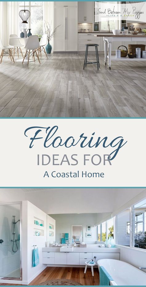 When designing your beach house, it can be tricky finding the perfect flooring to match your vision. These flooring ideas for a coastal home are just what you need! There are a variety of ideas so there is sure to be something to fit your needs! Check them out! #costalhome #costaldesign #coastal #design #flooring Farmhouse Coastal Kitchen, Farmhouse Coastal Decor, Beach House Flooring, Coastal Flooring, Farmhouse Coastal, Coastal Bathrooms, Organizing Hacks, White Oak Floors, Coastal Living Rooms