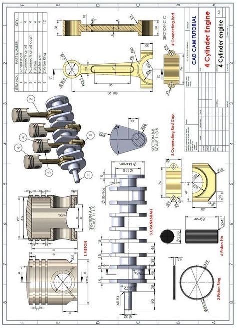 Solidworks Drawings Assembly, Cad Drawing Mechanical, Assembly Drawing Mechanical, Mechanical Engineering Drawing, Piston Drawing, Solidworks Drawings, Mechanics Drawing, Sheet Metal Drawing, Drawing Mechanical