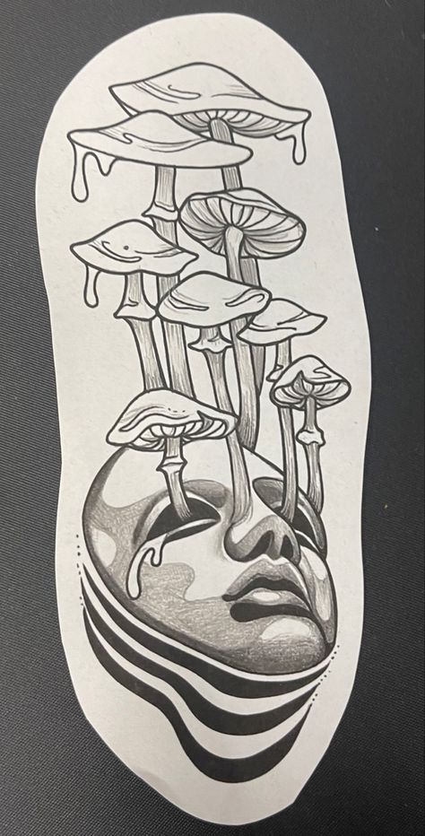 trippy art of melty face with mushrooms coming out of the head Bedroom Art Painting, Funny Airport Signs, Airport Signs, Mushroom Paint, Trippy Drawings, Mushroom Drawing, Moon Tattoo Designs, Psychadelic Art, Crazy Ideas