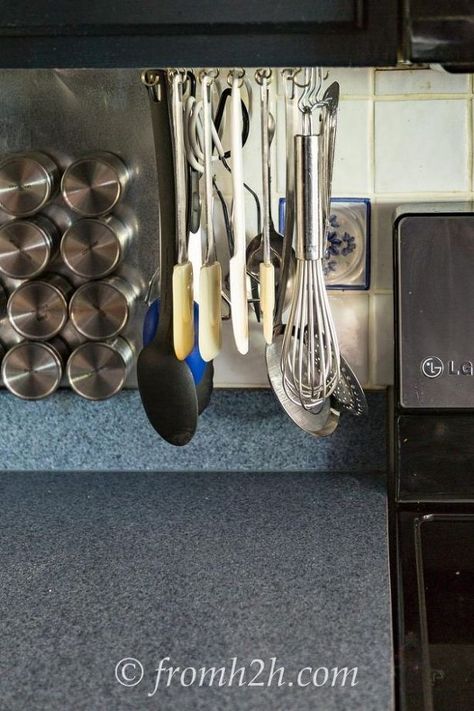 diy rotating cooking utensil storage rack, diy, kitchen design, organizing, storage ideas, woodworking projects Kitchen Countertop Organization Ideas, Ikea Rack, Cooking Utensil Storage, Ikea Spice Rack, Space Saving Shelves, Diy Rack, Kitchen Countertop Organization, Kitchen Utensil Storage, Cocina Diy