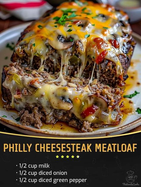 Gordon Ramsay 🥪🌮🍕 | Philly Cheesesteak Meatloaf | Facebook Philly Cheesesteak Meatloaf, Cheesesteak Meatloaf, Meatloaf Ingredients, Cheese Steak Sandwich, Philly Cheese, Philly Cheesesteak, Grandmas Recipes, Philly Cheese Steak, Meatloaf Recipes