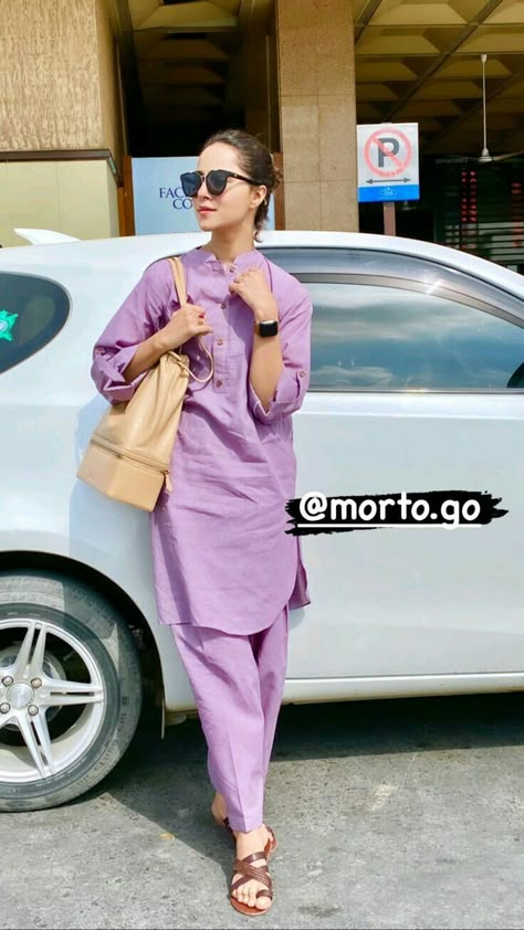 Fitted Purple Unstitched Suit For Eid, Fitted Purple Cotton Unstitched Suit, Semi-stitched Traditional Purple Lawn Suit, Elegant Purple Cotton Lawn Suit, Purple Semi-stitched Lawn Suit For Festivals, Indian Dress Up, Celebrity Casual Outfits, Simple Kurta Designs, Casual Indian Fashion