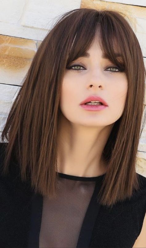 Inverted Bob Haircuts, Bangs With Medium Hair, Hair Color For Women, Jairzinho, Bob Haircut, Haircuts With Bangs, Long Bob, Hairstyles Haircuts, Hair Dos