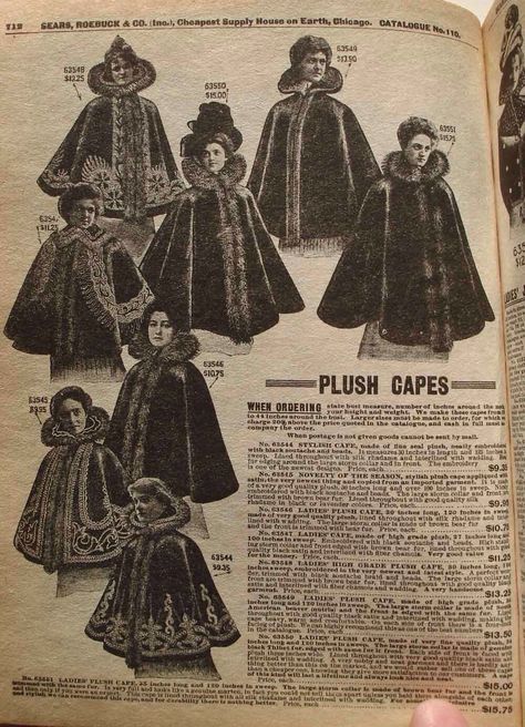 Beautiful Edwardian Cape, Historical Fashion Victorian, Belle Epoque Fashion, Victorian Accessories, Sears Catalog, 19th Century Fashion, Victorian Clothing, Steampunk Design, Fancy Hats