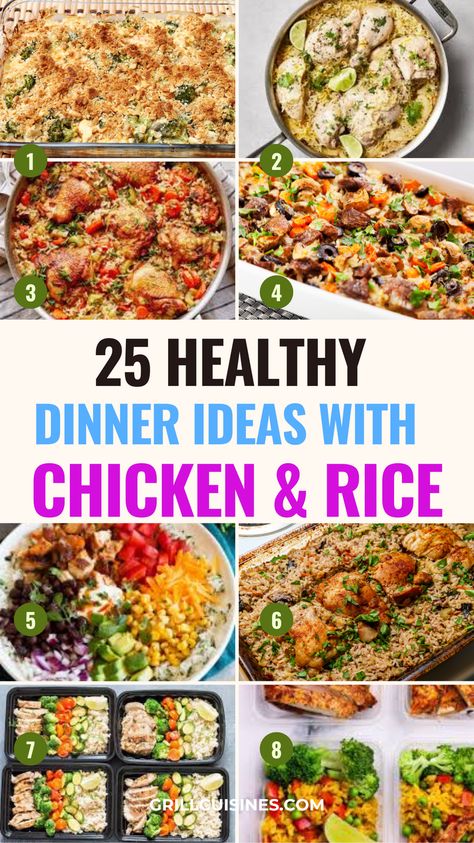 Looking for tasty dinner ideas with a classic combo? of Cooked Chicken and Rice Dinner Recipes. Whether you're using leftover chicken or freshly cooked, these recipes are delicious, comforting, and ideal for a hearty family dinner, bulking and meal prep. 
Chicken And Rice Meals Easy, Cooked Chicken And Rice Recipes, Ground Chicken And Rice Recipes, Chicken Over Rice Recipes, Rice Meals Dinners, Dinners With Rice, Chicken Recipes With Rice, Chicken Rice Recipes Easy Chicken Rice And Veggies Meal Prep, Chicken Meal Prep Ideas Healthy, Chicken Rice Healthy Recipes, Chicken And Rice Meal Prep Recipes, Chicken Meal Prep For The Week, Cooked Chicken And Rice Recipes, Rice Meals Easy, Rice Meal Prep Ideas, Ground Chicken And Rice Recipes