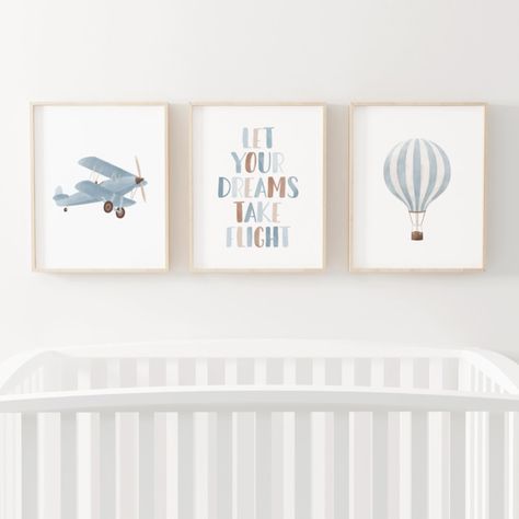 Nursery Travel Theme, Vintage Nursery Boy, Whimsical Nursery Decor, Blue Nursery Boy, Travel Nursery, Hot Air Balloon Nursery, Nursery Decor Wall, Whimsical Nursery, Nursery Decor Wall Art