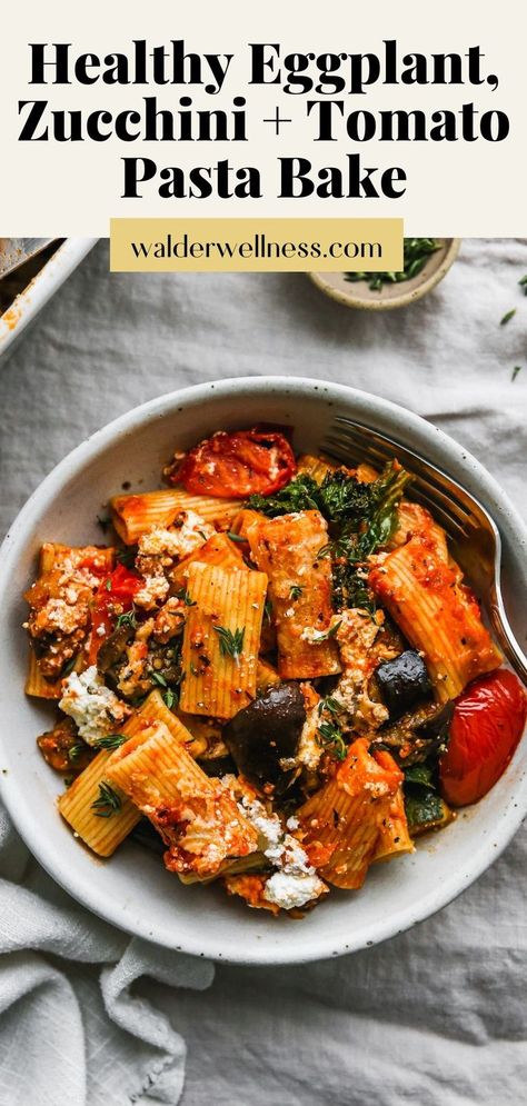 Aubergine Recipe Healthy, Vegetarian Pasta Bake, Pasta With Zucchini And Tomatoes, Eggplant Recipes Pasta, Roasted Eggplant Recipes, Healthy Pasta Bake, Baked Pasta Recipe, Tomato Pasta Bake, Zucchini Pasta Recipes