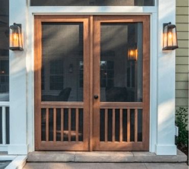 category-screen-doors Double Screened Porch Doors, Arched Screen Doors, Double Screen Doors On Porch, Wooden Screen Doors, Screened Porch Doors, Double Screen Doors, Wooden Screen Door, Sapele Wood, Porch Doors