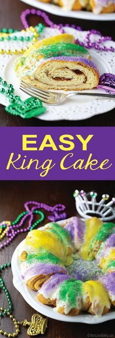 Easy King Cake, Mardi Gras Desserts, King Cake Recipe Easy, King Cake Recipe, Sanding Sugar, Frozen Bread Dough, Mardi Gras King Cake, Mardi Gras Food, Semi Homemade