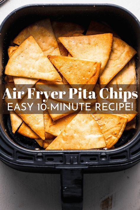 Air Fryer Pita Chips Pita Chips Recipe, Homemade Pita Chips, Homemade Pita, Rose Recipes, Snack Craving, Pita Chips, Air Fryer Recipes Healthy, Homemade Snacks, Yummy Dips