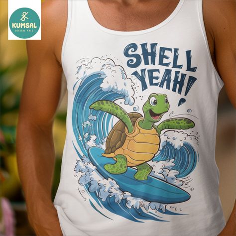 Turtle Surfing, Shell Yeah, T Shirt Prints, Turtle Love, Shirt Prints, Guy Harvey, Surf Tshirt, Tshirt Art, Creative Projects