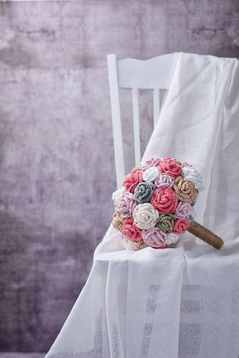 Crochet Flower Wedding Bouquet Bride Flower Bridesmaid Flowers for decor crochet gift Floral Arrangement mothers day Rustic Wedding by LaLehCrochet on Etsy Brides Flowers Bouquet, Bouquet Crochet, Flower Wedding Bouquet, Bouquet Bride, Wedding Bouquets Bride, Decor Crochet, Crochet Bouquet, Rose Wedding Bouquet, Crochet Wedding