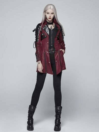 Stile Punk Rock, Gothic Trench Coat, Punk Leather Jacket, Gothic Coat, Punk Design, Super Hero Outfits, Color Trends Fashion, Coat For Women, Punk Rave