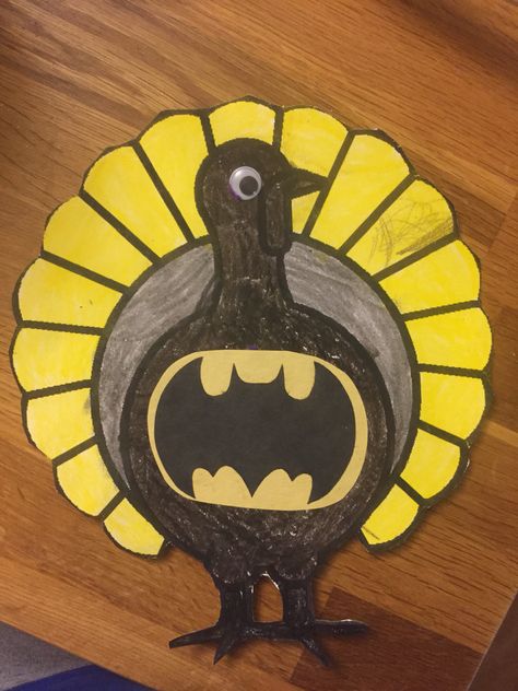 Turkey in disguise :-) Batman Turkey In Disguise, Disguised Turkey, Vpk Activities, Turkey Disguises, Turkey Disguised, Turkey Art Projects, Disguise Turkey, Craft Turkey, Turkey In Disguise