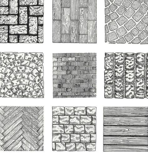 Thibaud Herem Art, Wooden Floor Drawing, How To Draw Texture, Brick Texture Drawing, Architecture Texture Drawing, Texture Sketch Architecture, Different Textures Drawing, Landscape Architecture Design Sketch, Textures To Draw