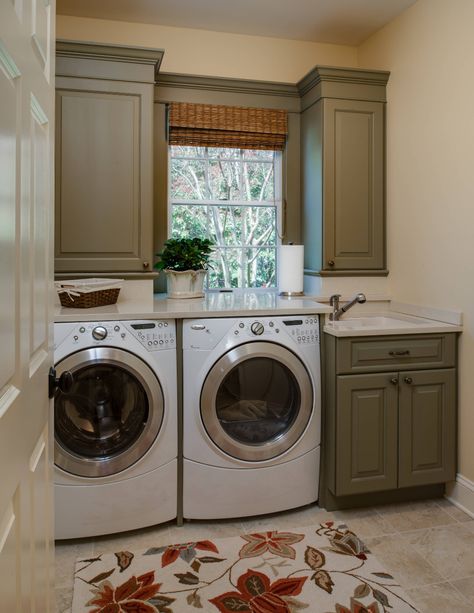 Traditional Laundry Room, Laundry Room/mud Room, Green Laundry, Dream Laundry Room, Laundry Room Renovation, Laundry Room Cabinets, Laundry Room Remodel, Laundry Room Inspiration, Small Laundry Rooms