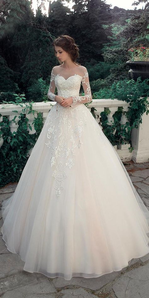 Lovely And Gorgeous Milva Wedding Dresses ★ #bridalgown #weddingdress White Wedding Dress, Sleeve Wedding Dress, A Wedding Dress, Long Sleeve Wedding, Princess Wedding, Perfect Wedding Dress, Wedding Dresses Romantic, Tulle Wedding Dress, Bridal Wedding Dresses