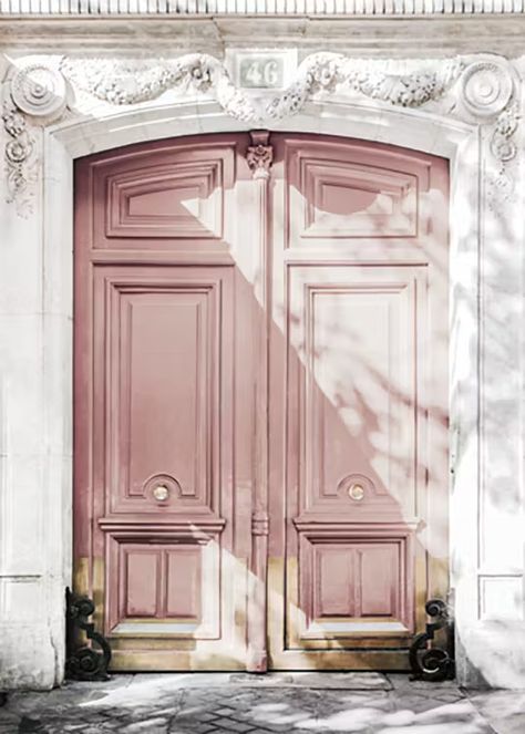 Dusty Pink Door Poster - Pink double-door - desenio.com Pink Doors, Pink Front Door, Door Poster, Large Door, Villa Rosa, Wall Inspiration, Pink Door, Cool Doors, White Building