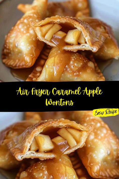 Apple Wonton Dessert, Apple Wontons, Dessert Wontons, Traditional Apple Pie, Caramelized Apples, Caramelised Apples, Diced Apples, Pescatarian Recipes, Wonton Wrappers