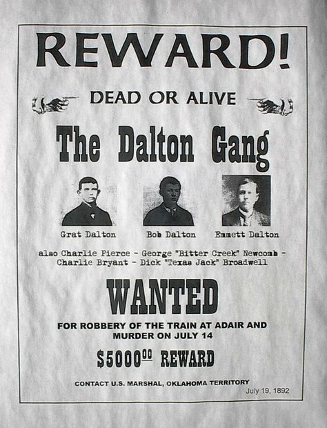 Dalton Gang, Old West Outlaws, Old West Photos, Wanted Poster, Cowboy Up, Old West, Cowboy, Quick Saves