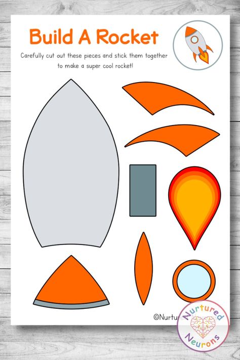 Rocketship Printables Free, Build An Astronaut Printable, Rocket Ship Cutout, Free Rocket Ship Printables, Rocket Craft For Preschool, Rocket Crafts For Preschoolers, Rocket Printable Free, Spaceship Craft Preschool, Rocket Ship Template Free Printable