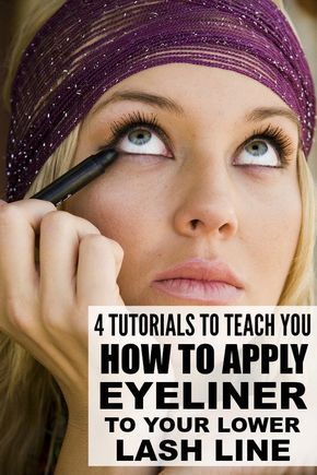 4 tutorials to teach you how to apply eyeliner to your lower lash line Eyeliner Hacks, Eyeliner For Beginners, Eyeliner Products, Perfect Eyeliner, Eyeliner Styles, Eye Liner Tricks, Mascara Tips, How To Apply Eyeliner, Lower Lashes