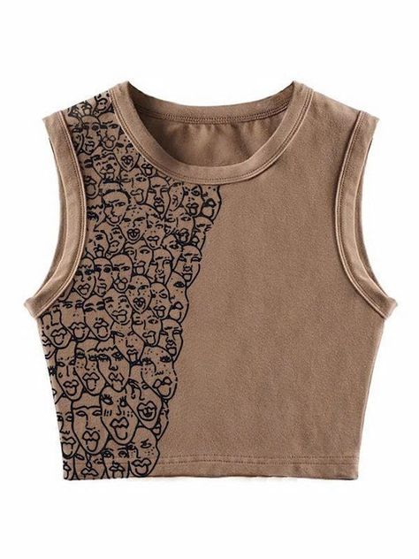 Top Print Design, Clothes Png T-shirts & Tank Tops, Men's Tank Top, Drawing On Tank Top, Tank Top Design Ideas, Street Wear Tops, Dream Clothes T-shirts & Tank Tops, Emmiol Outfits, Crop Tank Top Outfit