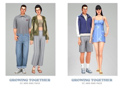 📑 Growing Together Add-Ons I · | AdrienPastel on Patreon Sims 4 Cc Pack Add Ons, Sims 4 Growing Together Cc, Sims 4 Outfit Ideas, Sims 4 Add Ons, Sims 4 Base Game Outfits Ideas, Sims 4 Get Together, Cc Shopping, Outfit Ideas For Church, Latina Outfit