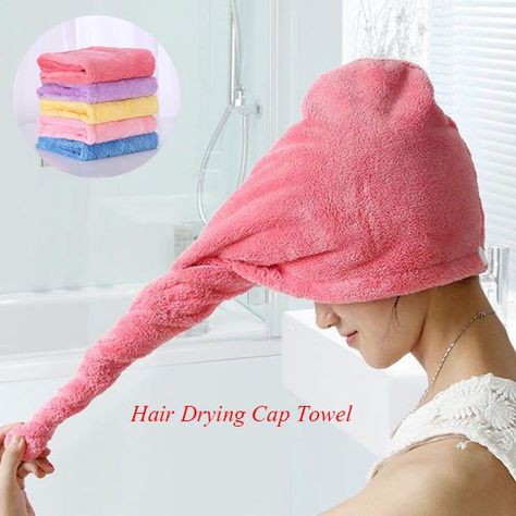 Microfibre Hair Fast Drying Towel Wrap Turbie Turban Head Hat Cap Microfiber Lot Turbie Twist, Towel Turban, Hair Drying Cap, Hair Blower, Microfiber Bath Towels, Hair Towel Wrap, Frizz Free Hair, Hair Turban, Towel Wrap