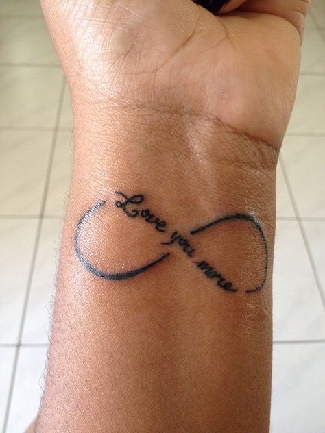 My Love you more infinity tattoo, loving it Infinity Tattoo Black Women, Love You Infinity Tattoo, Red Infinity Tattoo, I Love You Infinity Tattoo, Best Friend Infinity Tattoos, I Love You More Tattoo Ideas, I Love You More Tattoo, Flower Infinity Tattoo, Love You More Tattoo