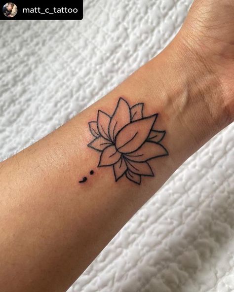 Best Tattoos 2023, Tattoo For Sister In Law, Small Arm Tattoos Black Women, Lotus And Semicolon Tattoo, Semi-colon Tattoo Black Women, Small Body Tattoos For Women, Small Meaningful Tattoos Black Women, Black Girls Tattoos, Small Tattoos With Meaning For Women