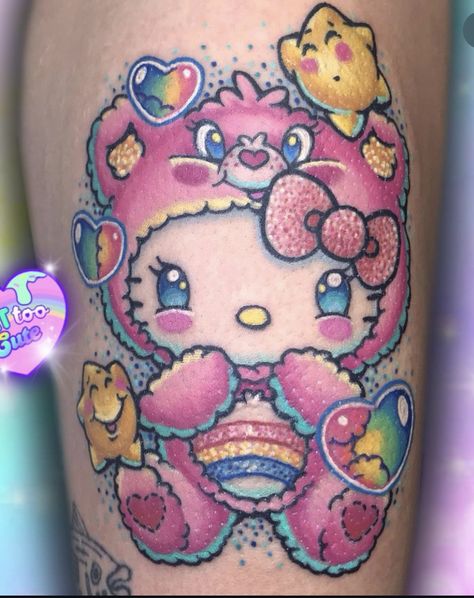 Sanrio Bracelet, Barbie Tattoo, Candy Tattoo, Hello Kitty Tattoo, Cupcake Tattoos, Care Bear Tattoos, Kitty Tattoo, Tattoo Cute, Cute Hand Tattoos