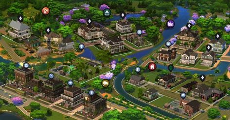 (5) Willow Creek Map Key – @theneighborhoodsave on Tumblr Sims 4 Willow Creek Map Layout Ideas, Sims 4 Willow Creek Map Ideas, Willow Creek Sims 4 Map, Sims 4 Willow Creek Makeover, Sims 4 Willow Creek, Map Key, Music Lounge, Map Layout, Japan Map